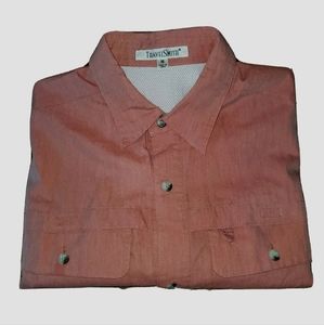 Travelsmith SS Men's Shirt Sz Medium 44" Breathe Vents Button Front